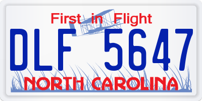 NC license plate DLF5647