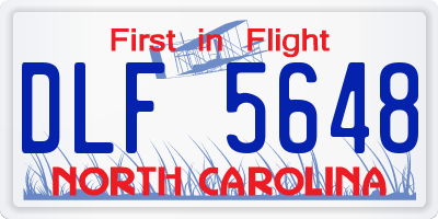 NC license plate DLF5648