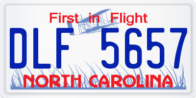 NC license plate DLF5657