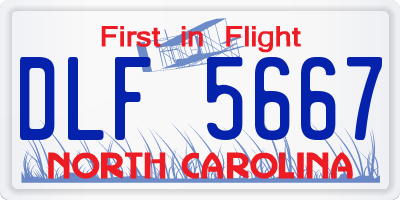 NC license plate DLF5667