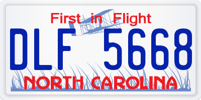 NC license plate DLF5668