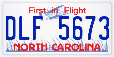 NC license plate DLF5673