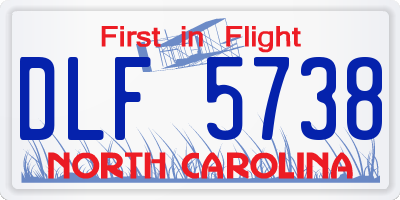 NC license plate DLF5738