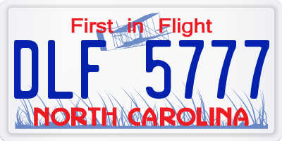 NC license plate DLF5777