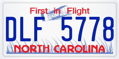 NC license plate DLF5778