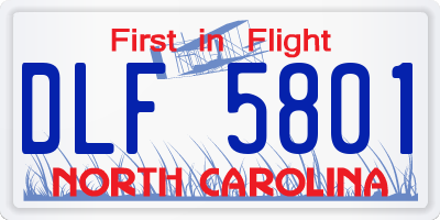 NC license plate DLF5801