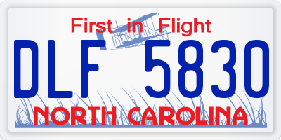 NC license plate DLF5830