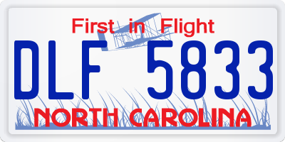 NC license plate DLF5833