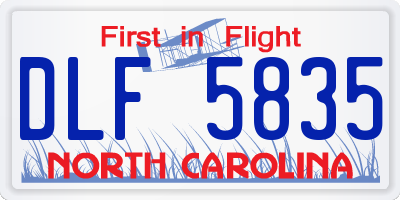 NC license plate DLF5835