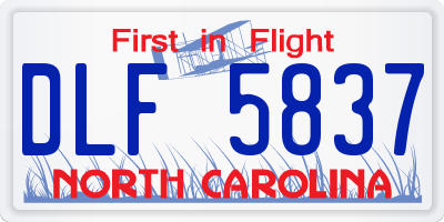NC license plate DLF5837