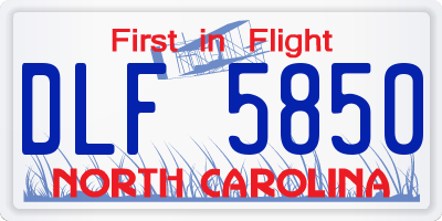 NC license plate DLF5850