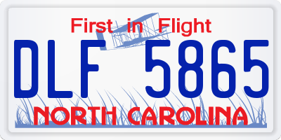 NC license plate DLF5865