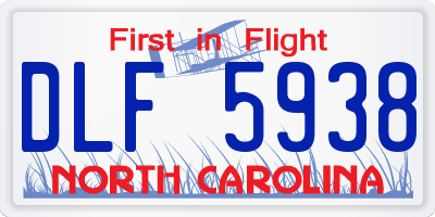 NC license plate DLF5938