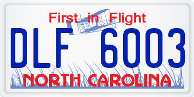 NC license plate DLF6003