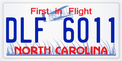 NC license plate DLF6011