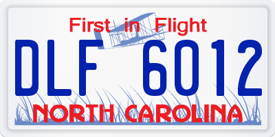 NC license plate DLF6012