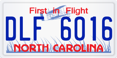 NC license plate DLF6016