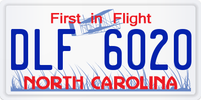NC license plate DLF6020