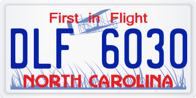 NC license plate DLF6030