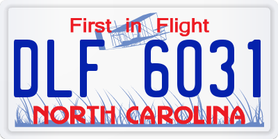 NC license plate DLF6031