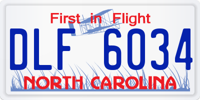 NC license plate DLF6034