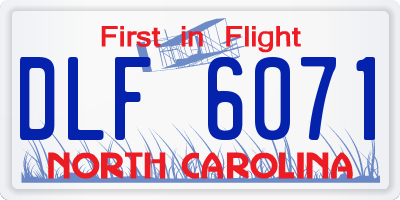 NC license plate DLF6071
