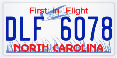 NC license plate DLF6078