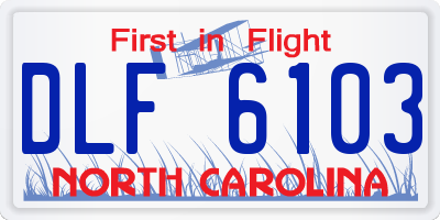 NC license plate DLF6103