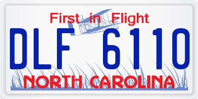 NC license plate DLF6110