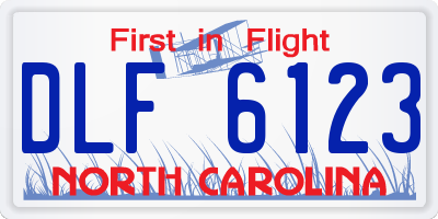 NC license plate DLF6123