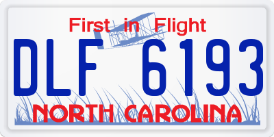 NC license plate DLF6193