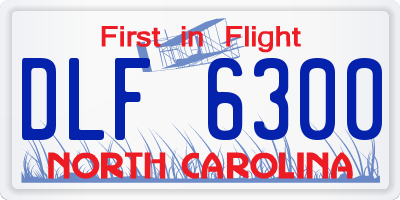 NC license plate DLF6300