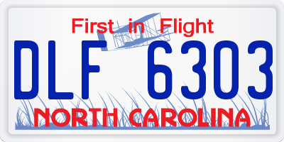 NC license plate DLF6303