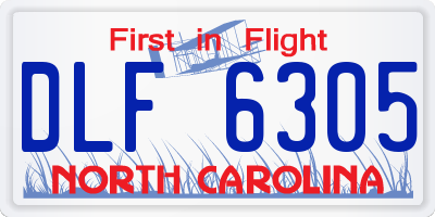 NC license plate DLF6305