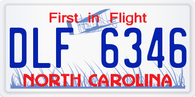 NC license plate DLF6346