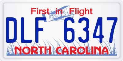 NC license plate DLF6347