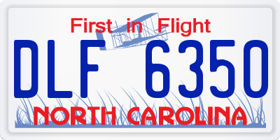 NC license plate DLF6350