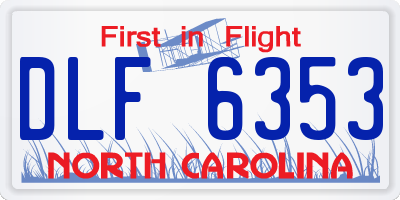NC license plate DLF6353