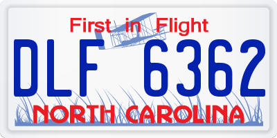 NC license plate DLF6362