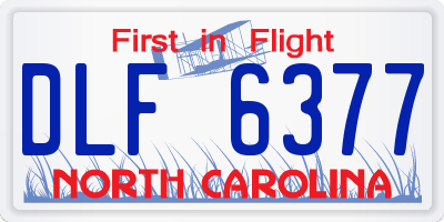 NC license plate DLF6377