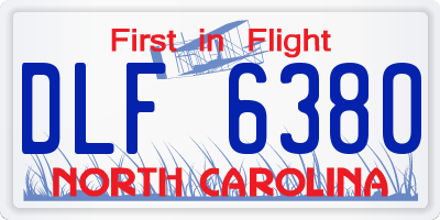 NC license plate DLF6380