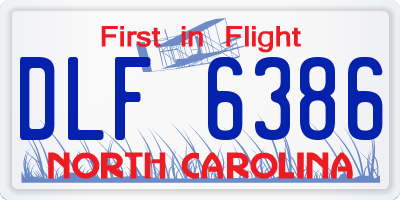 NC license plate DLF6386