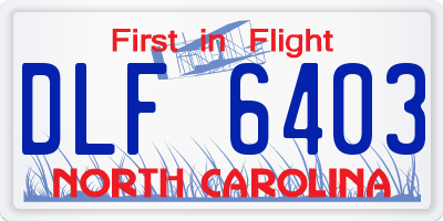 NC license plate DLF6403