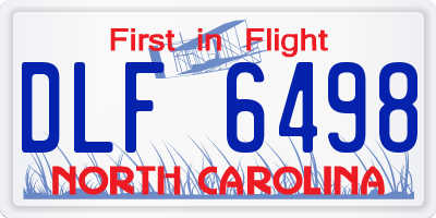 NC license plate DLF6498