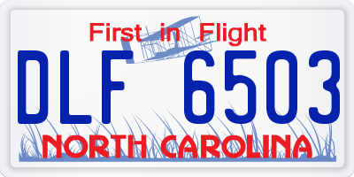 NC license plate DLF6503