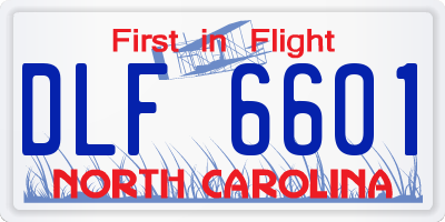NC license plate DLF6601