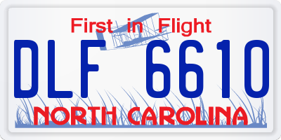NC license plate DLF6610