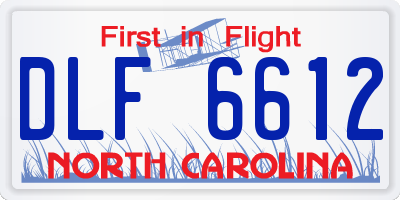 NC license plate DLF6612