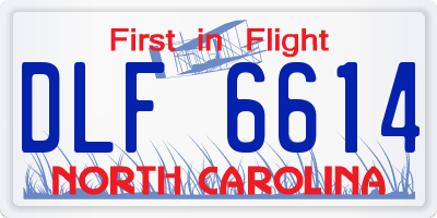 NC license plate DLF6614