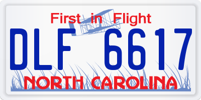 NC license plate DLF6617